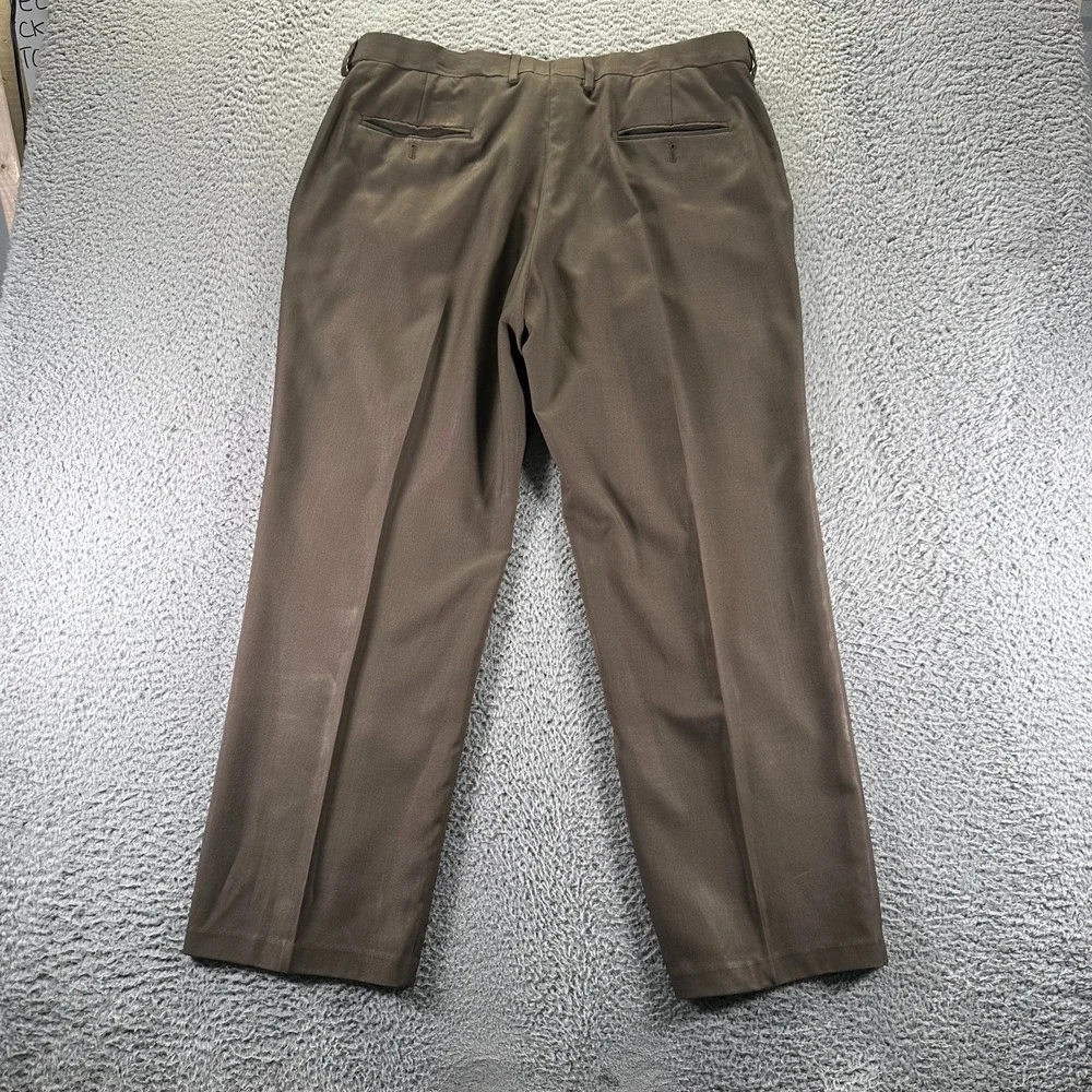 Haggar Pant Mens 38x29 Brown Polyester Dress Straight Leg Business Preppy Office
